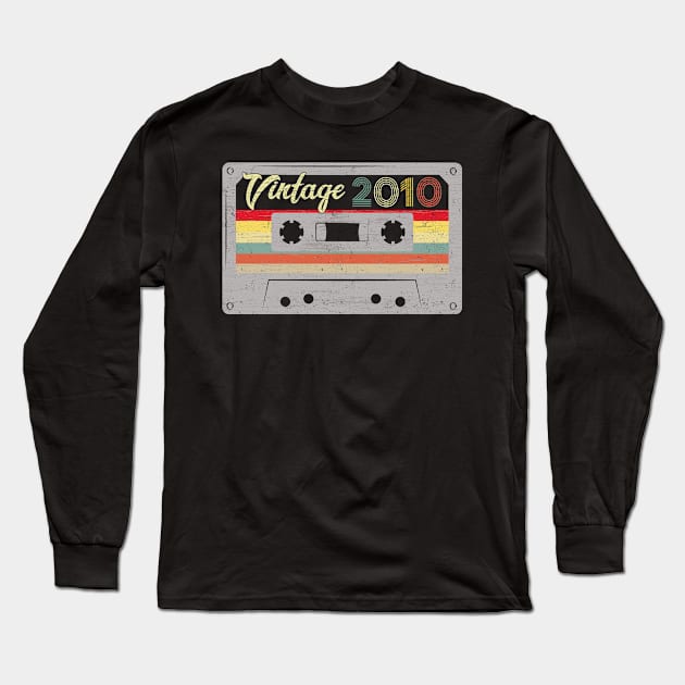 Vintage 2010 Music Cassette 12th Birthday Gift Long Sleeve T-Shirt by tabaojohnny